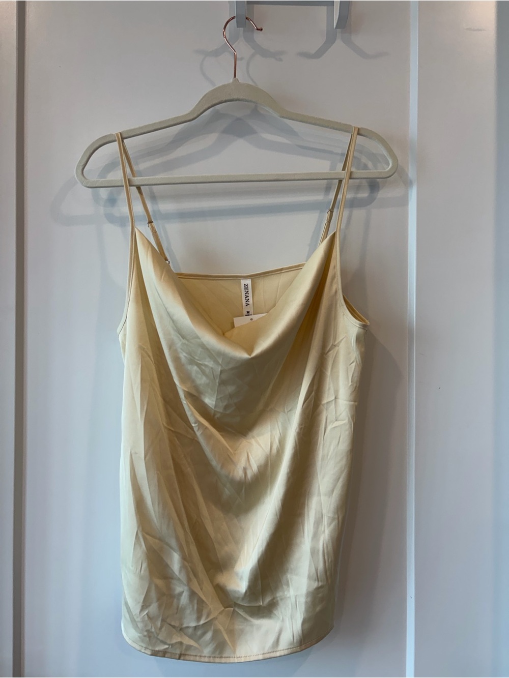 Zenana Outfitters Cream Cowl Neck Spaghetti Strap Tank